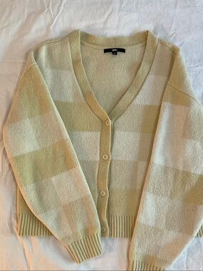 Vans Pale Yellow & Cream Check Knit Cardigan